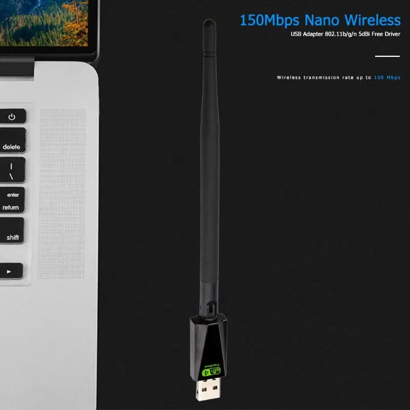 Беспроводной WiFi адаптер Dongle 150 Мбит/с Соединительная плата локальной компьютерной сети 2,4G внешний 5dBi приемник с антенной 802.11b/g/n с