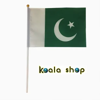 

100 PCS/ lot Promotion Wholesale allSm Pakistan Hand Waving National Flag 14*21cm #8 Polyester Flag Free Shipping