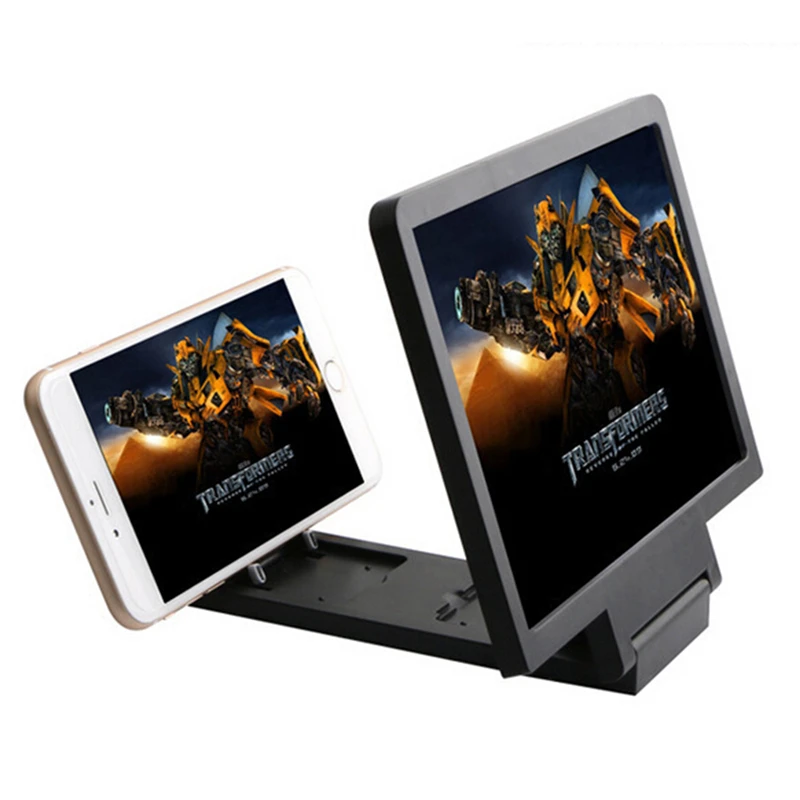 Струйный 1 шт. портативный экспандер HD стенд для видео мобильного телефона экран увеличитель 3D видео усилитель складной больше - Цвет: Черный