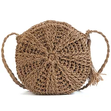 Women Straw Bags Bohemian Rattan Female Beach Handbag Circle Lady Weave Messenger Bag Handmade Crossbody bag bonamie girl bohemian beach bag multilayer pocket women national crossbody bag female shoulder bag canvas flap messenger bags