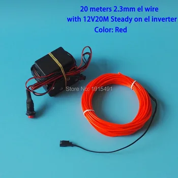 

Top Selling Red 20Metre 2.3mm EL Cold Light Neon Glowing Led Strip Performance,Drama Stage Design Decor by DC12V Button Inverter