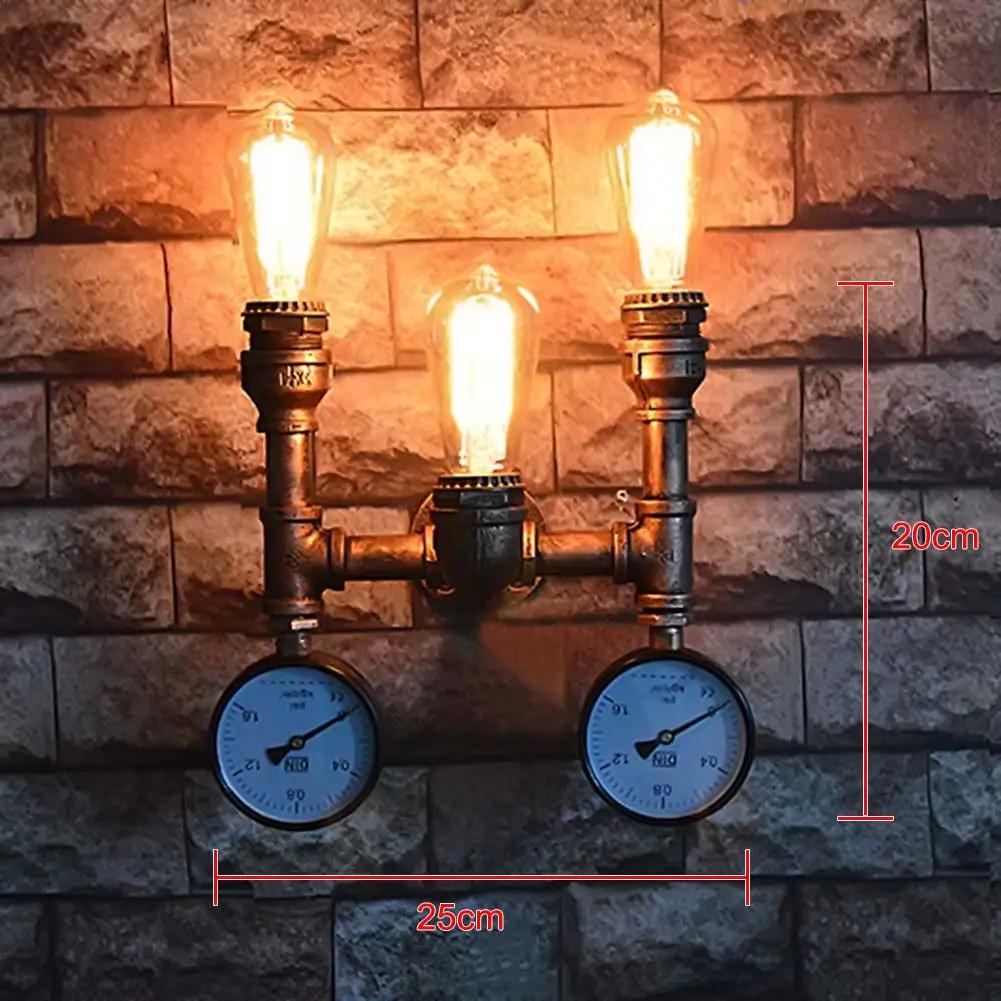 Винтажный промышленный настенный светильник с водопроводными трубами в стиле ретро E27 Эдисона из кованого железа в стиле стимпанк, настенный светильник с акцентом для прикроватной кровати кафе