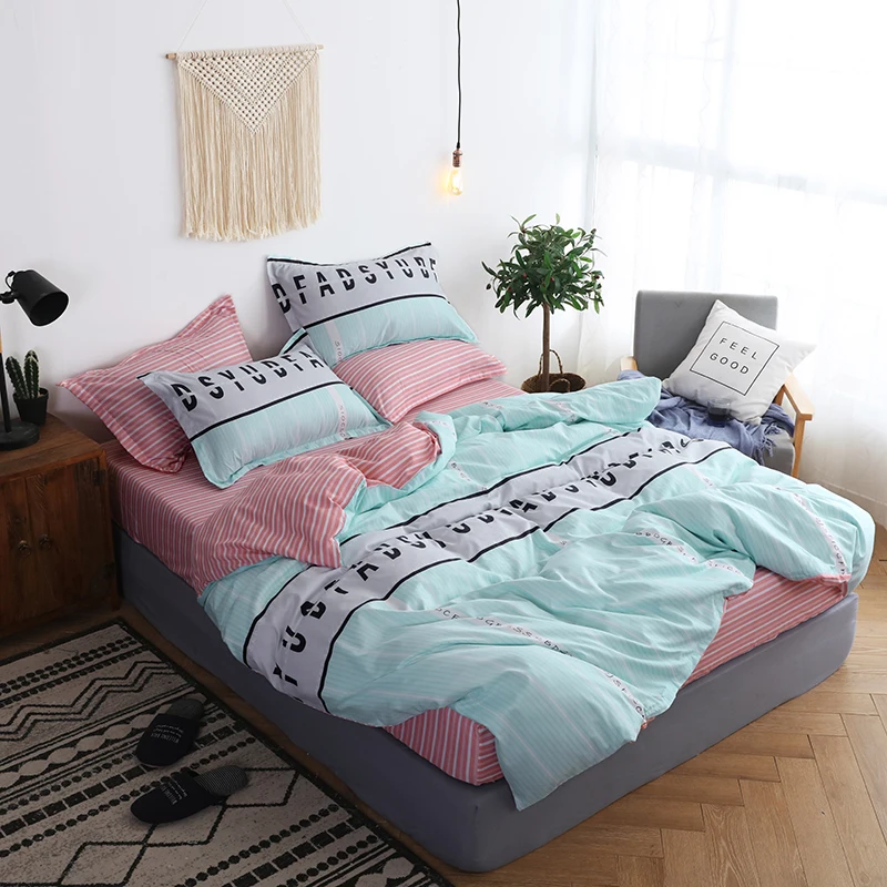Bedclothes Geometric Fringe Pattern Bedding Sets Simple Warm Duvet Cover Bed Linen Corner Band Spread Kid Full | Дом и сад