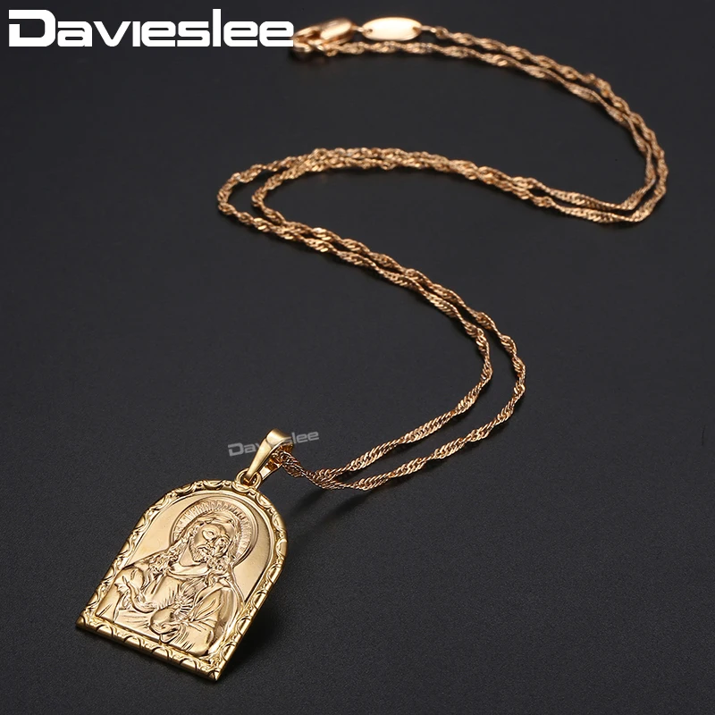 Davieslee женский Иисус Pieces кулон шампанское золотой религиозный ожерелье для женщин