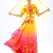 Костюмы Синьцзян турпан танец меньшинств Китайский народный танец одежда этнические танцевальные костюмы Uighur костюмы, сценическая одежда