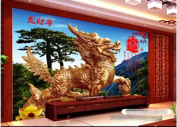 

3d wallpaper custom photo non-woven mural wall sticker 3 d Chinese style kirin beast painting 3d wall room murals wallpaper