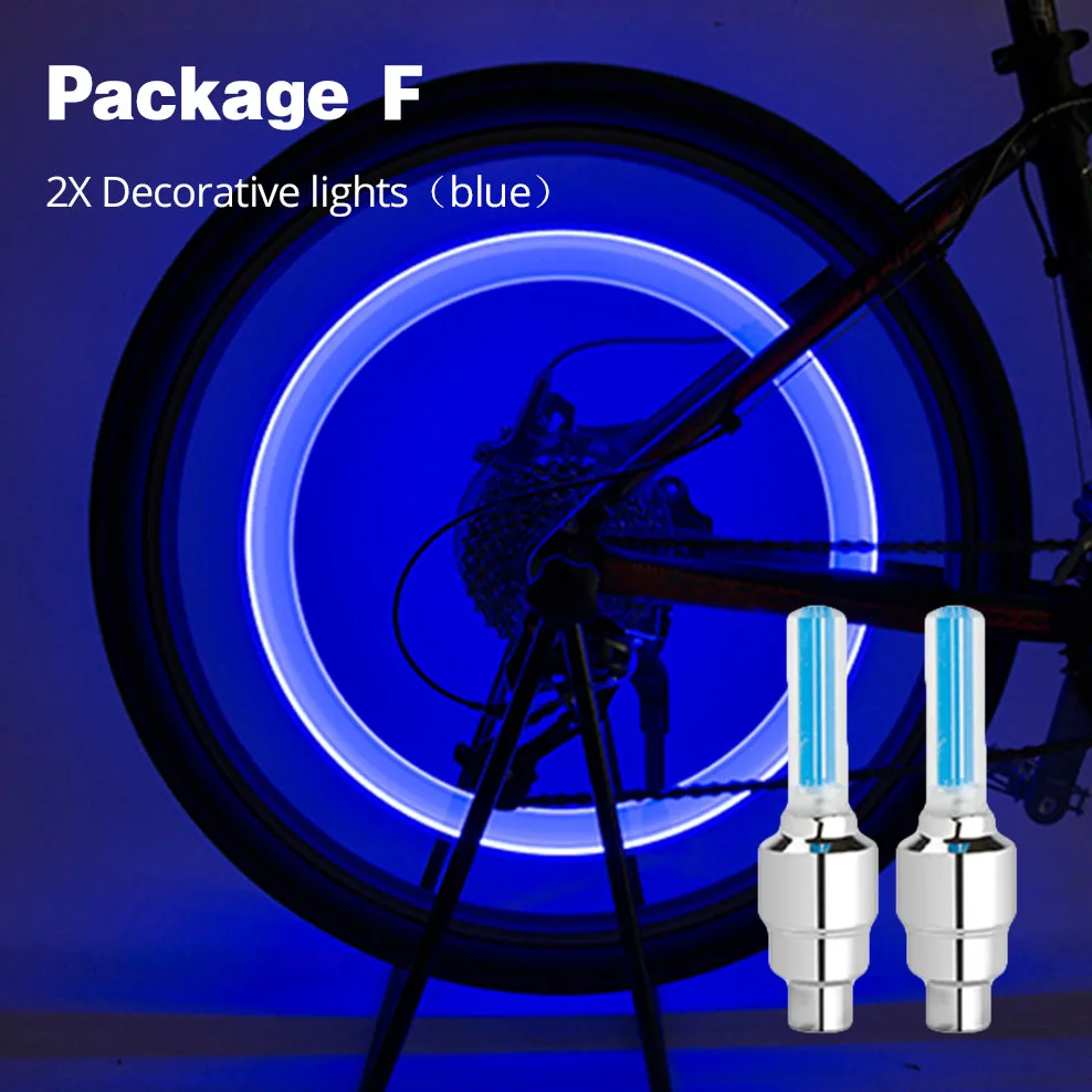 Светодиодный светильник для велосипеда, неоновый шиномонтажный клапан газового сопла, сердечник, светящаяся палка, светодиодный светильник s, открытая велосипедная подсветка колес велосипеда, аксессуары - Цвет: Package F