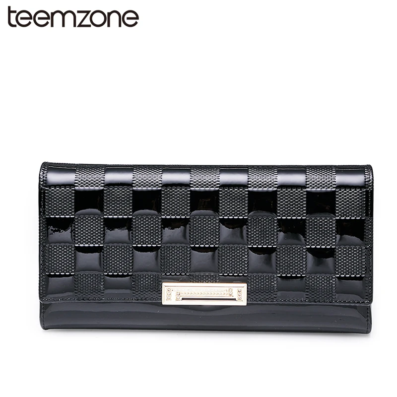

teemzone Women's Genuine Leather Hasp Long Wallet Credit Card Holder Cash Receipt Holder ID Window Coin Wallet Q451