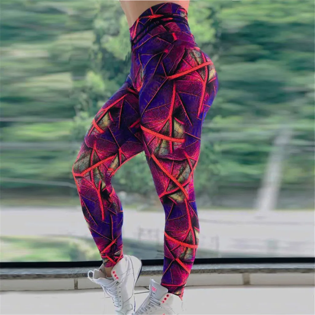 Фиолетовые мягкие на ощупь спортивные Леггинсы для фитнеса женские с принтом в полоску с высокой талией спортивные колготки для спортзала штаны для йоги