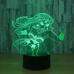 Wonder Woman 3d лампа 7 цветов светодиодный ночник для детей сенсорный светодиодный Usb Настольный Lampara Lampe детский спальный ночник светодиодный с