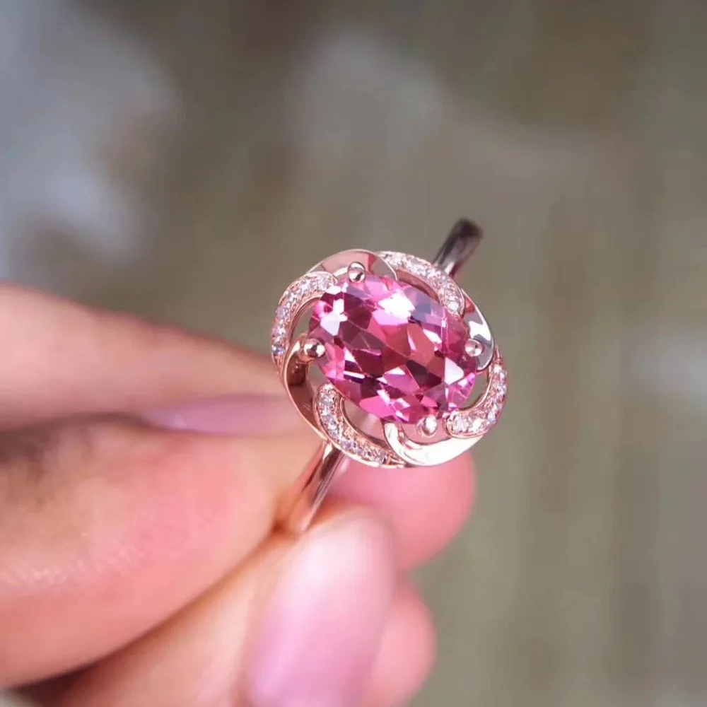 кольцо с розовым турмалином