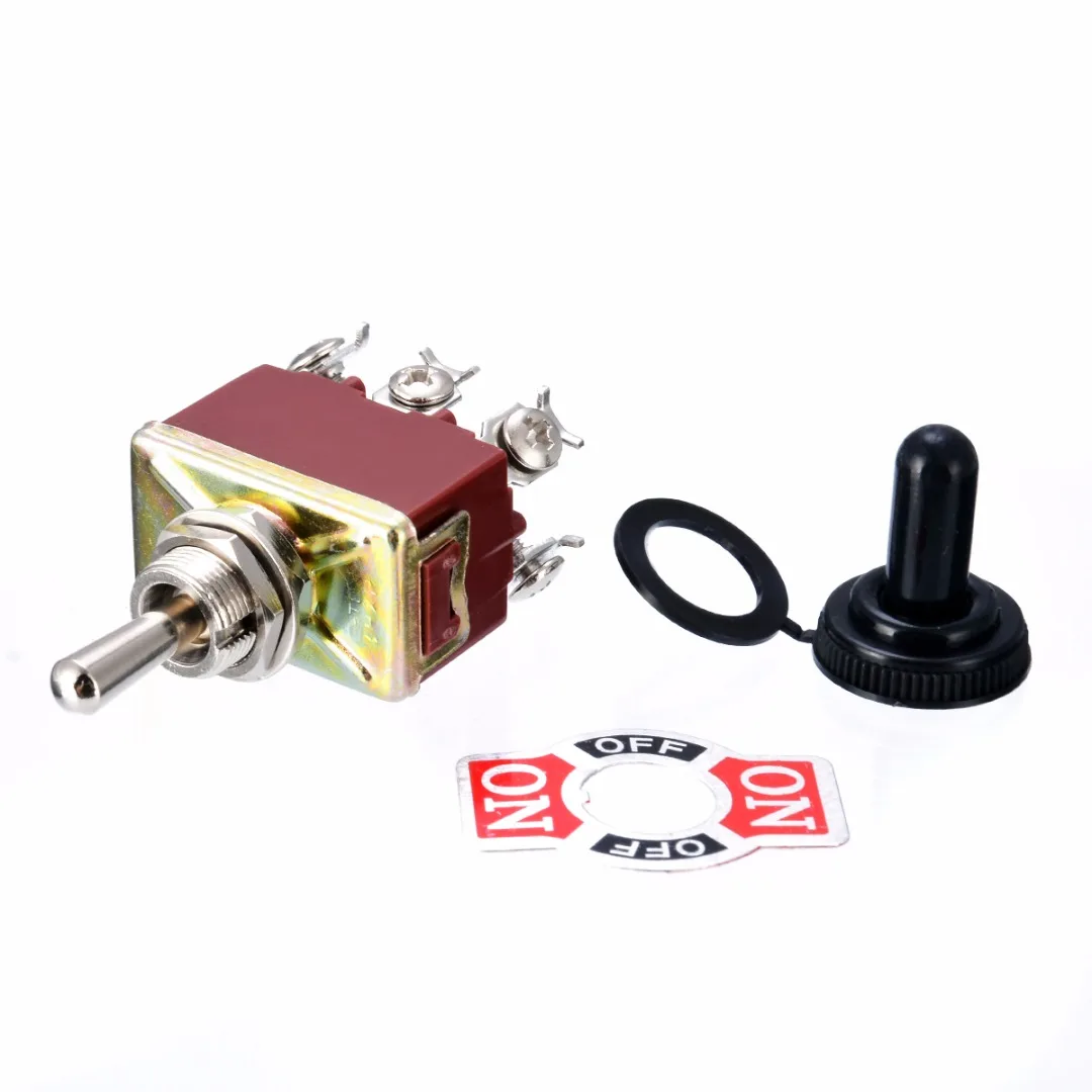 1pc Electric Toggle Switch 6 Pin DPDT 3 Positions Momentary (ON)-OFF-(ON) Switches 30*20*21mm with Waterproof Cap Mayitr