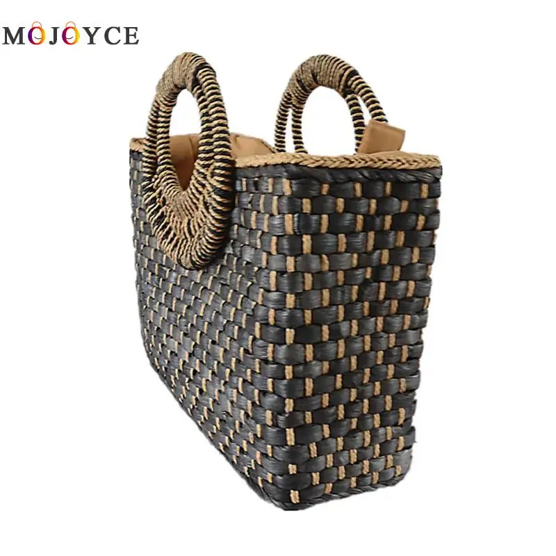 خمر اليدوية المرأة حقيبة يد القش المنسوجة حمل بسيط الشاطئ الحياكة أعلى-حقائب بيد خمر اليدوية المرأة حقيبة يد القش المنسوجة حمل بسيط الشاطئ الحياكة أعلى-حقائب بيد