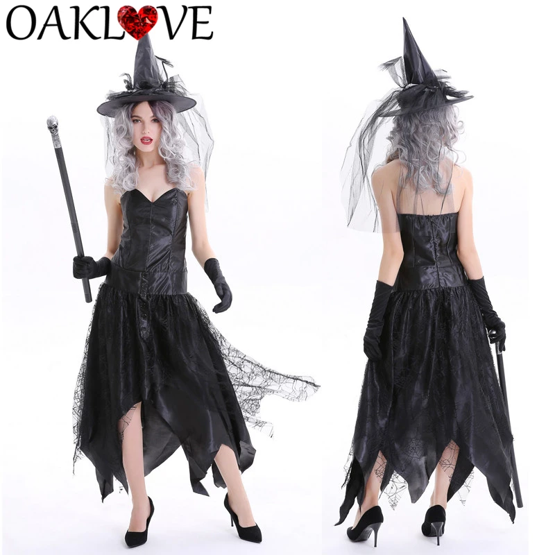 Костюм на Хеллоуин, женское привидение ведьма, платье для ночного клуба, вечерние костюмы с шапкой, длинные юбки
