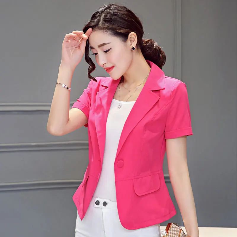 Mr.nut summer thin section slim slimming lady small suit jacket black and white rose red three color optional suit female