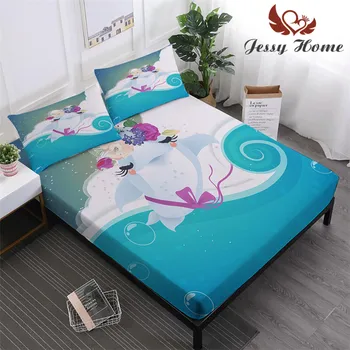 

Mermaid Fitted Sheet Set Cute Dancing Dolphin with 2 Pillow Shams Mattress Cover 1Pc 3Pcs Polyester