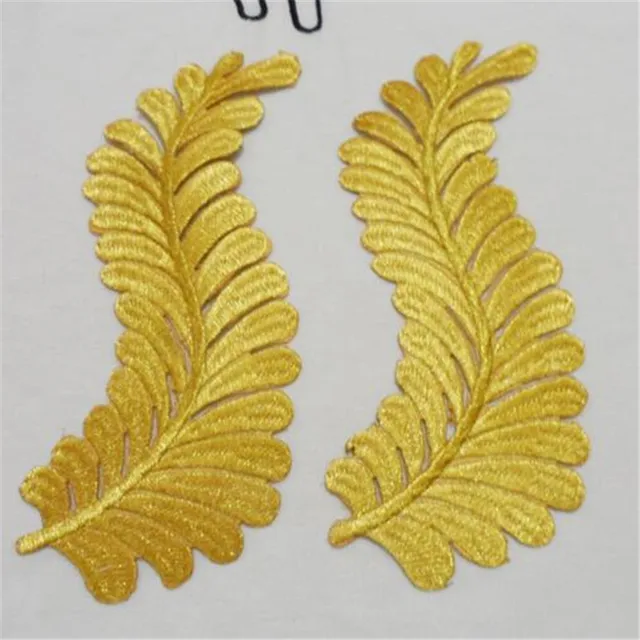 10 Pasang Besi Emas Motif Daun Venise Renda Bordiran Trim Lady Dress