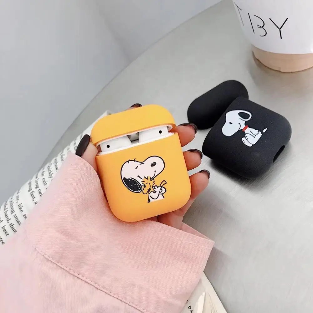 Cartoon Snopy Hard Shell earphone Headset Protective Wireless Bluetooth Accessories airpods Case covers For Airpods 1/2