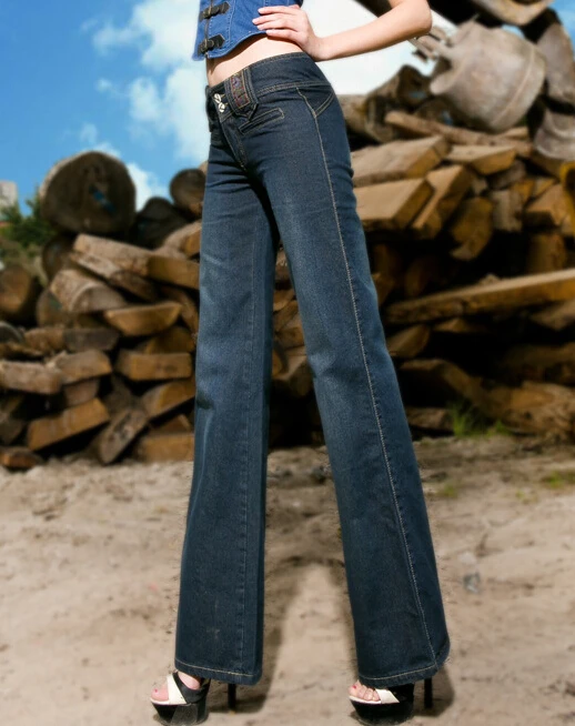 Женские джинсы, брюки-карандаш, Новое поступление, винтажные женские расклешенные джинсы со средней талией, облегающие брюки