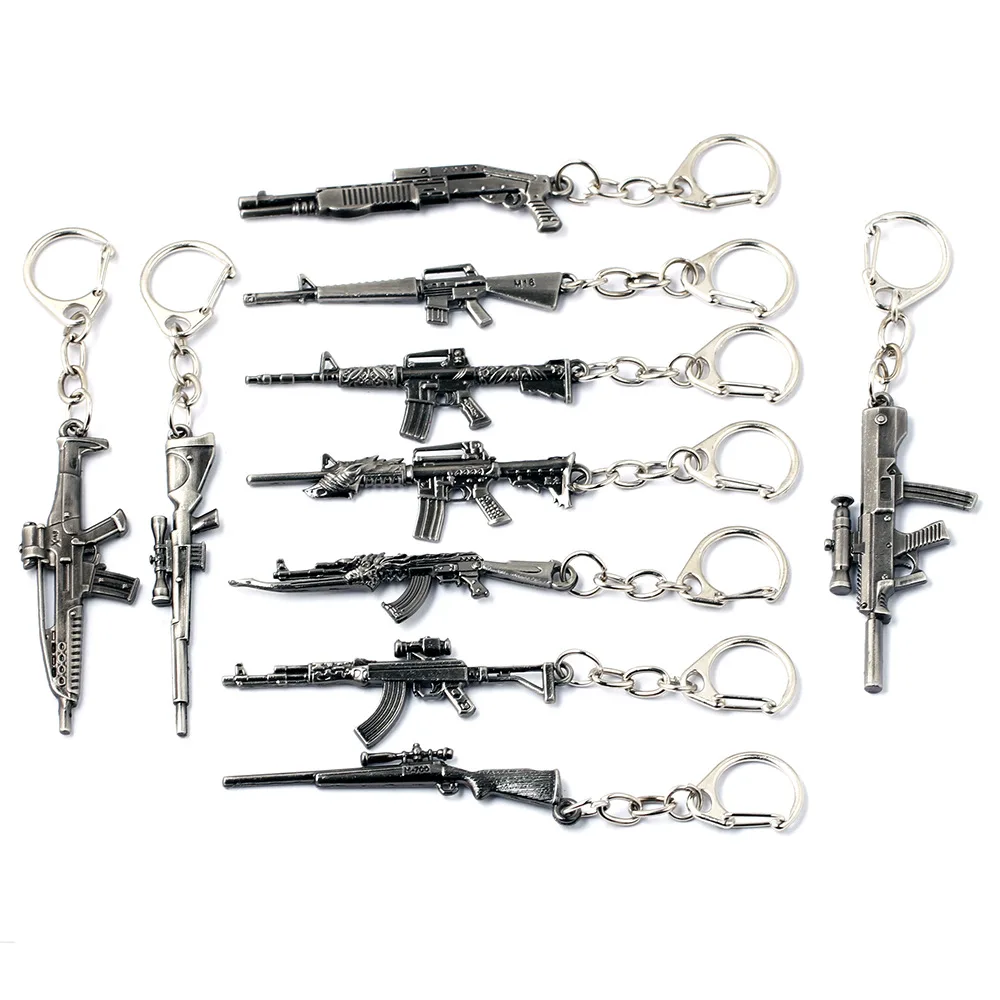 

Battle Royale Action Figure Gun KeyChain AK47 M4A1 Gun Model Pendant Weapon Gun Key Ring Chaveiro Key Holders For Souvenir