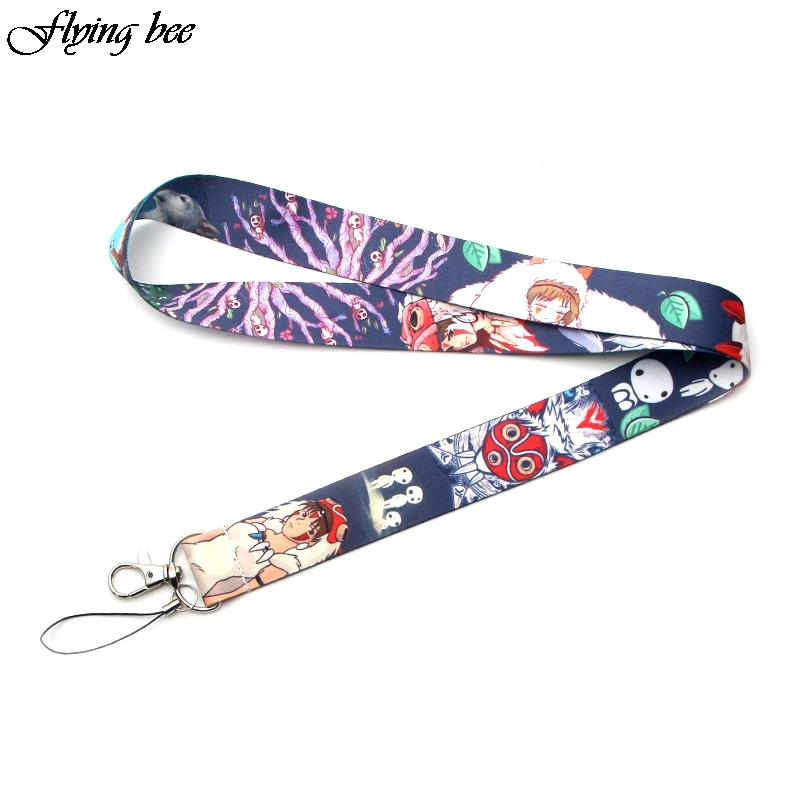 

Flyingbee Princess Mononoke Keychain Cartoon Cute Phone Lanyard Women Fashion Strap Neck Lanyards for ID Card Phone Keys X0105