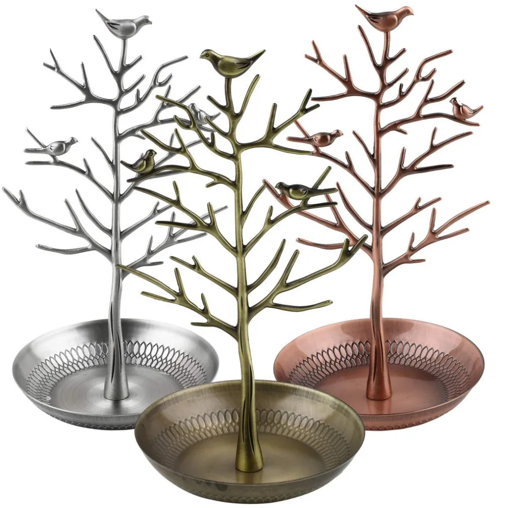 

Retro Bird Tree Jewelry Display Stand Holder Antique Craft Accessories Bracelet Earring Necklace Rings Display Stand Show Rack