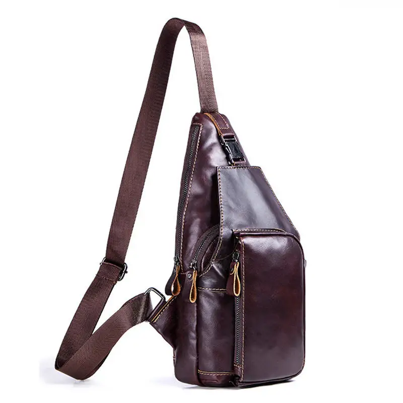

YICHENG Crossbody Bags Men's Chest Bag Designer Messenger bag Men Cow Leather Shoulder Bag Male Diagonal Pack Travel Package
