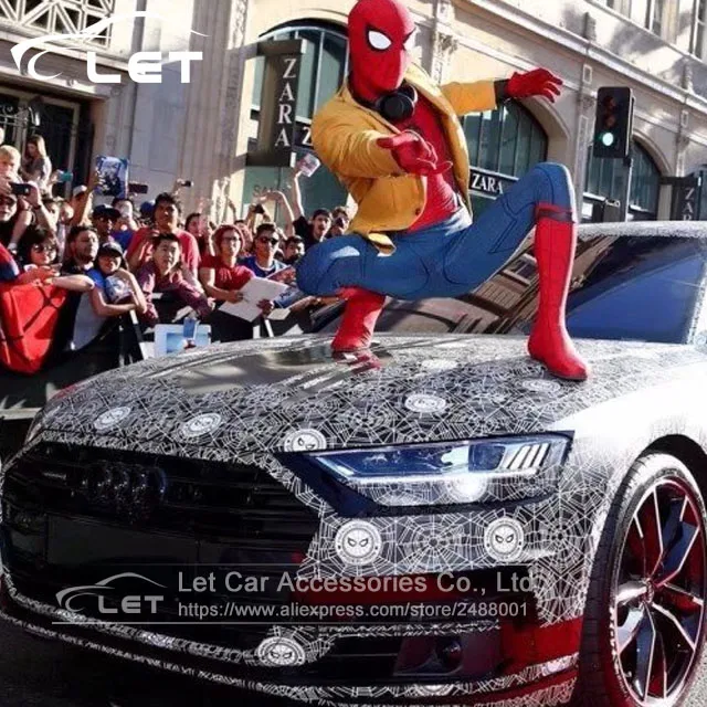 

The newest Car Styling Spider man Vinyl film Camouflage Car Wrap Sticker Film Motorcycle Bike Truck Vehicle Covers Wraps