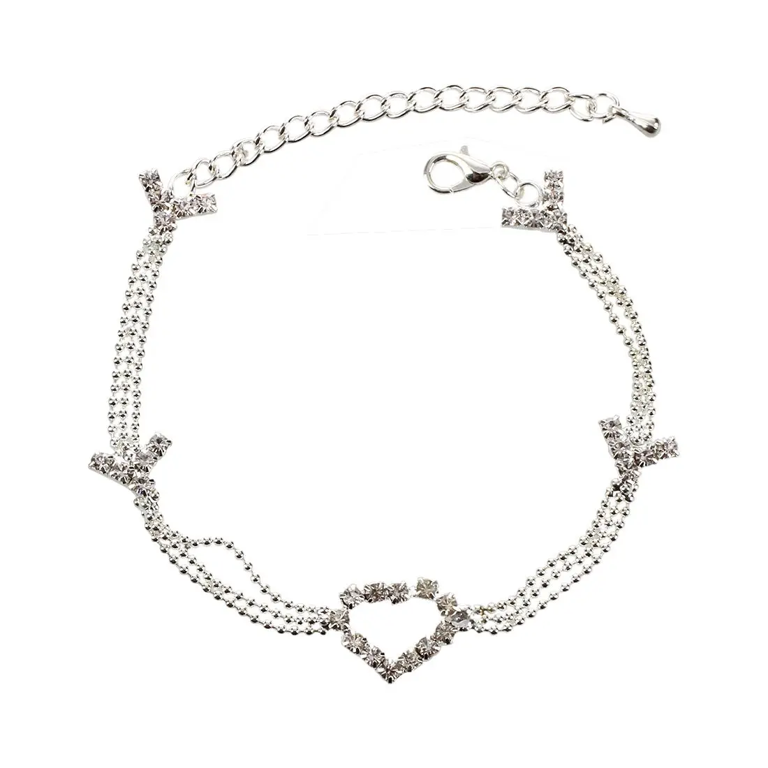 White Gold Bead Anklet Ankle Bracelet Chain Crystal Fashion Jewelry New