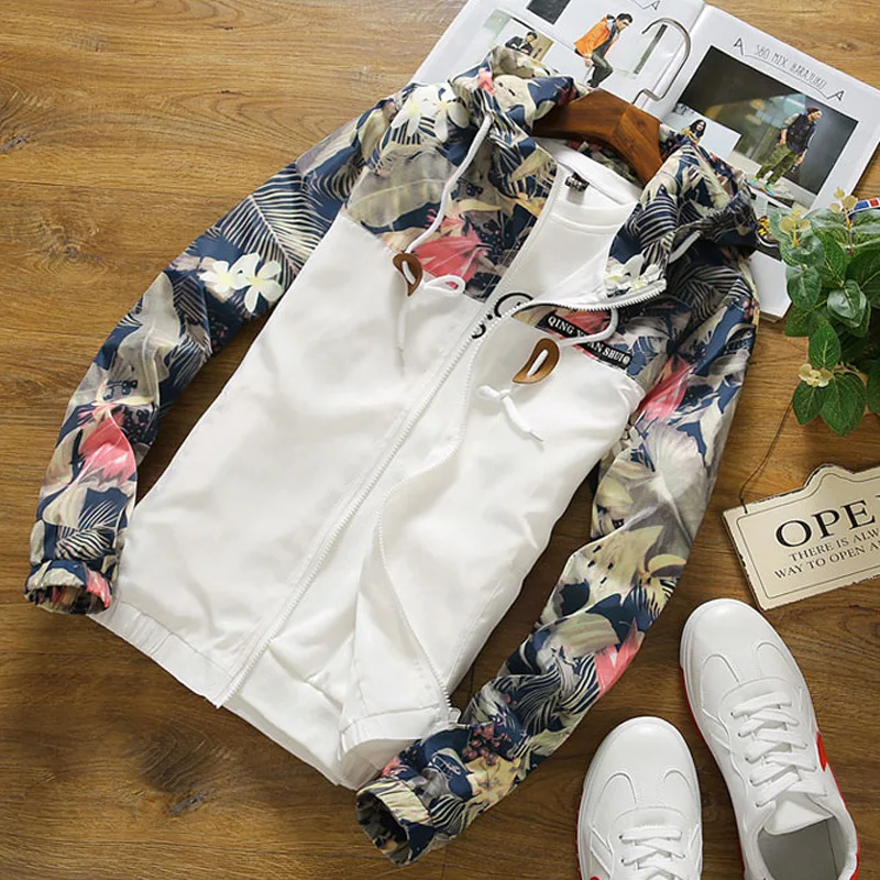 Men's Jacket Hooded Print Jacket streetwear clothes men jacket