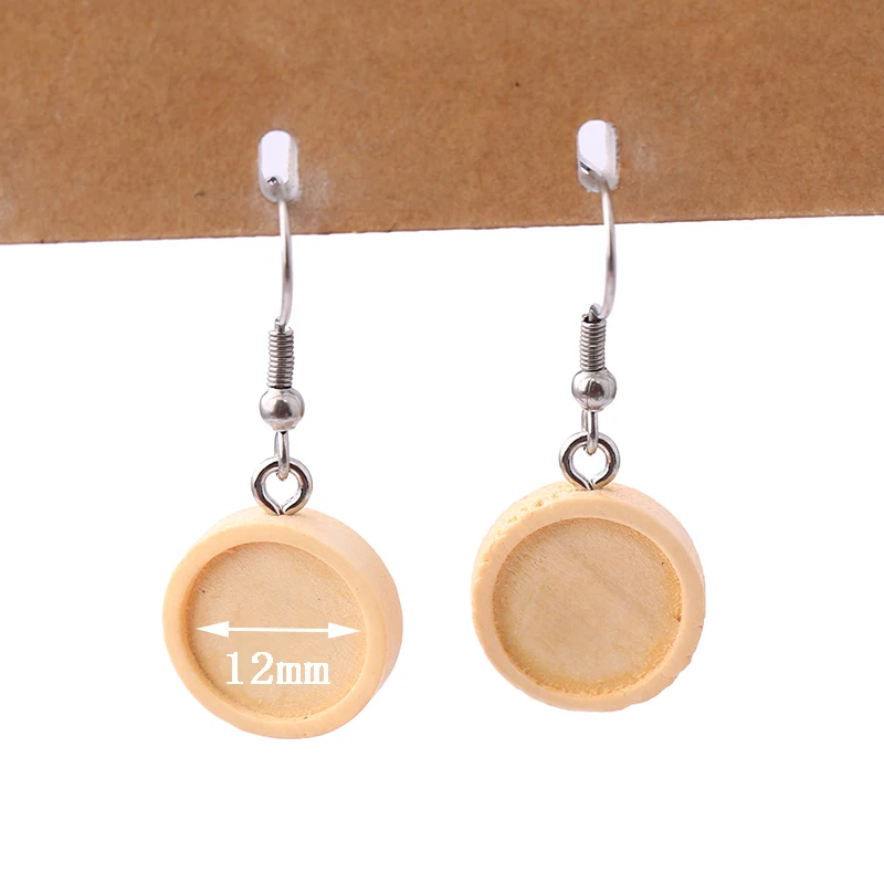 

shukaki 10pairs fit 12mm round cabochon wood earring base blanks diy stainless steel earrings hooks for jewelry making