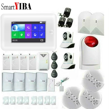 SmartYIBA полный сенсорный экран 4,3 дюймов Wifi GSM беспроводная домашняя охранная сигнализация видео IP камера совместима с Alexa - Цвет: YB10642