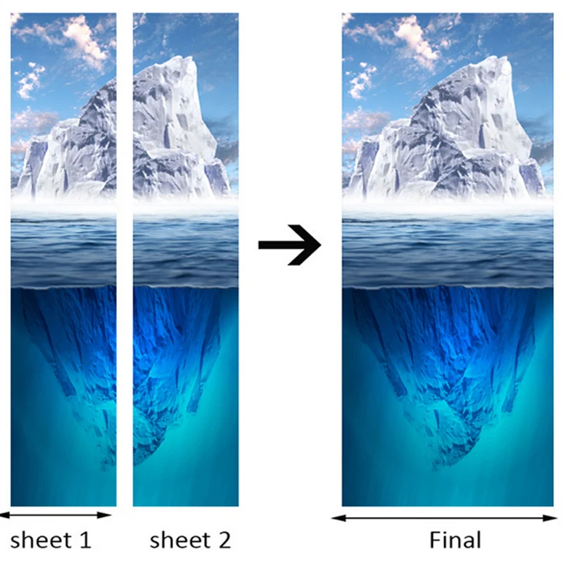 Современный Креативный синий Айсберг дверь стикер 3D обои Гостиная Спальня украшение дома виниловые наклейки 3D настенные наклейки
