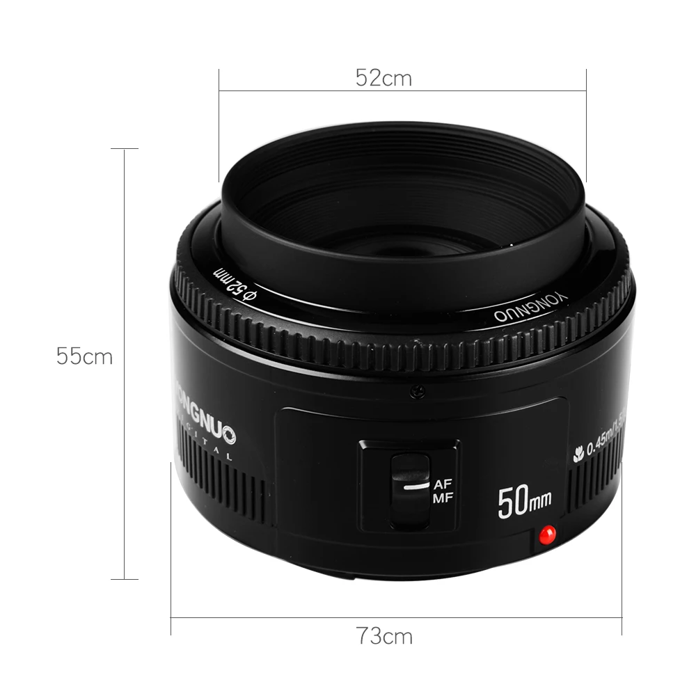 Светодиодная лампа для видеосъемки YONGNUO YN50mm F1.8 объектив с фиксированным фокусным расстоянием большой апертурой Автофокус Объектив с фиксированным фокусным расстоянием для Canon EF крепление EOS Камера сумка для объектива