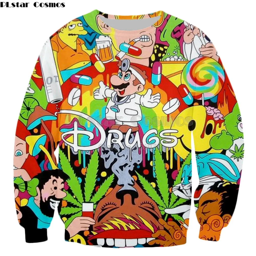 PLstar كوزموس 2019 الخريف جديد الأزياء 3d هوديس الكرتون سوبر ماريو 3D طباعة مقنع البلوز مضحك المخدرات عارضة البلوفرات