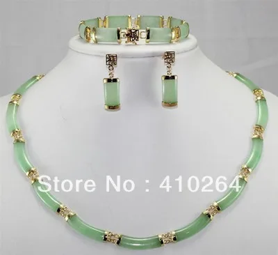 $wholesale_jewelry_wig$ Free Shipping Noble green stone earring bracelet necklace set | Украшения и аксессуары