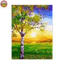 Diy цифровая картина маслом по номерам рисунок картина ручной работы Софора японская cv. Цифровая живопись Zhi Huai золотой стебель
