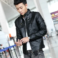 New Men’s Casual Fashion Leather Bomber Jackets Outwear Slim Zipper PU Leather Clothing Motorcycle Leather Jackets Cool