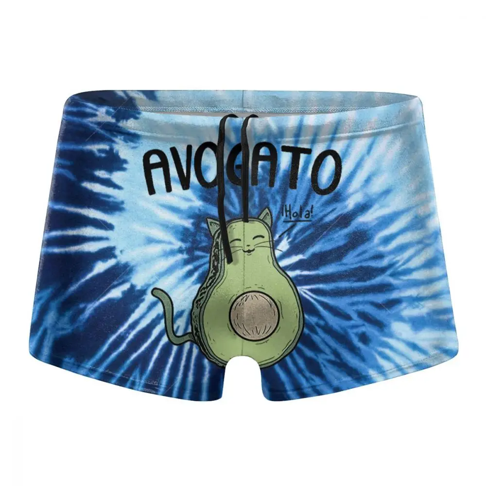 

Avocado Cat Pattern 3D Printing Speedo Men's Bathing Male Swimming Trunks Men Boxer Swimwear Sexy Low Waist