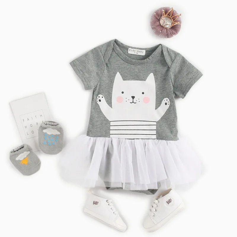 

Cukoe Baby Girl Clothes 1st Birthday Outfits Infant Clothing Sets Romper Newborn Baby Suits with Mesh Skirt