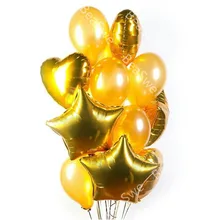 13 шт./лот Золотая Звезда Сердце Фольга шар латексные шары на день рождения вечерние украшения Юбилей вечерние Helium Globos поставки
