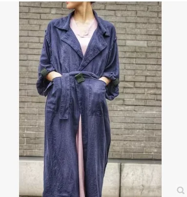 Poussière Originale Bleu Produits Manteau Chantiers Haut Gamme Nouveaux 2017 De Conception Au Printemps Grands La Lâche Femmes Énumérés Lin Coton UqdBw0qH