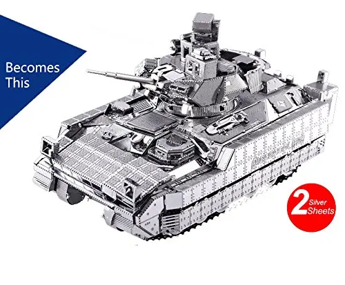 Piececool M2A3 Bradley IFV Танк 3D металлическая головоломка DIY 3D лазерная резка мини-Лобзики Военная имитационная модель детские игрушки Настольный орнамент