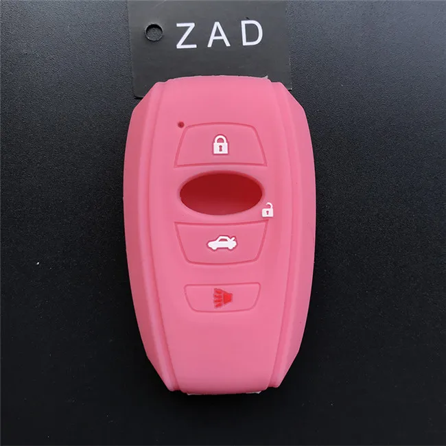 ZAD 3 кнопки дистанционного ключа чехол силиконовый резиновый автомобильный ключ чехол обложка кожа для subaru Legacy impreza forester xv trezia BRZ wrx levorg - Название цвета: Розовый