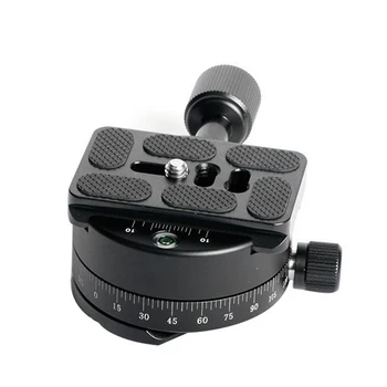 

QJ-01 360 Degree Aluminum Panoramic Panning Base Tripod Head Clamp +1/4'' Quick Release Plate for DSLR Camera & Tripod