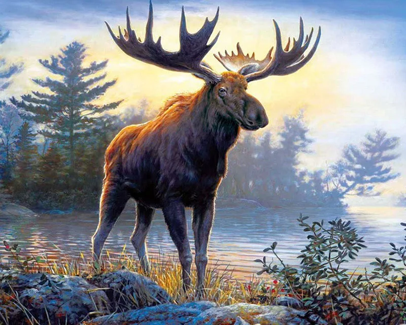 

Diamond Embroidery Animal With Horn Cross Stitch 5D Full Square Mosaic Diamond Painting Sale DIY Sticker Decor Paintings