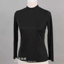 Новая Женская Базовая рубашка водолазка из шелка тутового шелкопряда шелковая короткая Водолазка с длинным рукавом