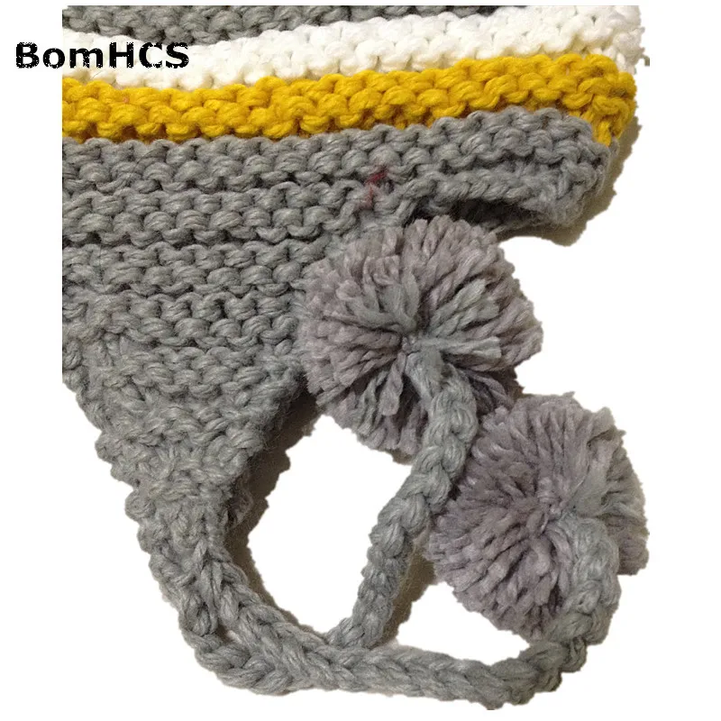 BomHCS лоскутное Stripe Knit Beanie ручной работы зима теплая женская шапка