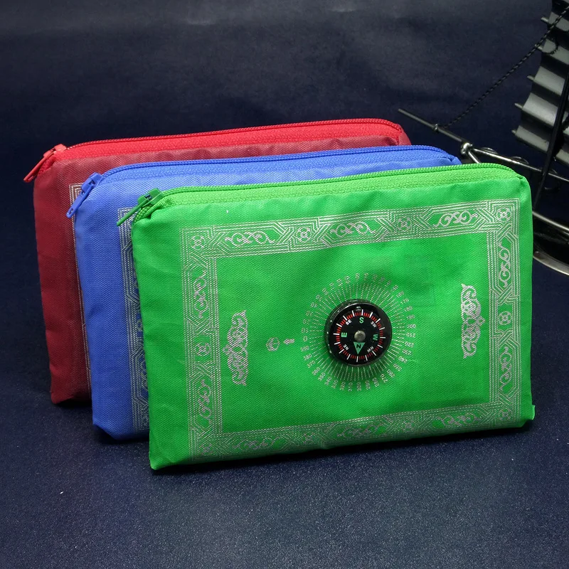 

New Portable Zipper Pocket Islamic Muslim Prayer Mat Musallah Prayer Rug Carpet Tapete Banheiro Praying Mat With Compass