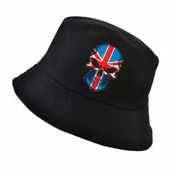 K поп harajuku для мужчин женщин британский флаг сумка с рисунком шапки череп Панама рыбак шляпа Открытый safari Кепка охотника рыбака
